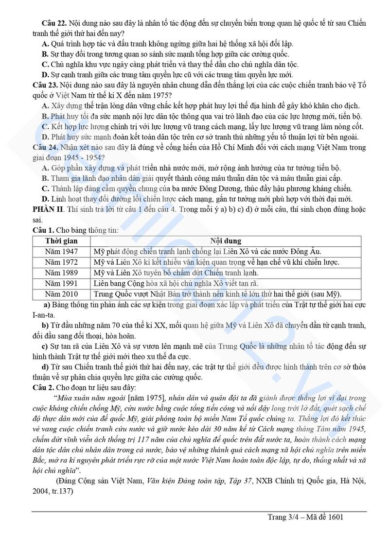 Đề thi thử lịch sử tỉnh Nam Định 2025 lần 2 3