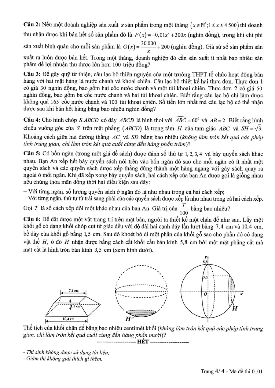 Đề thi toán thpt quốc gia 2025 chính thức mã 0101 4