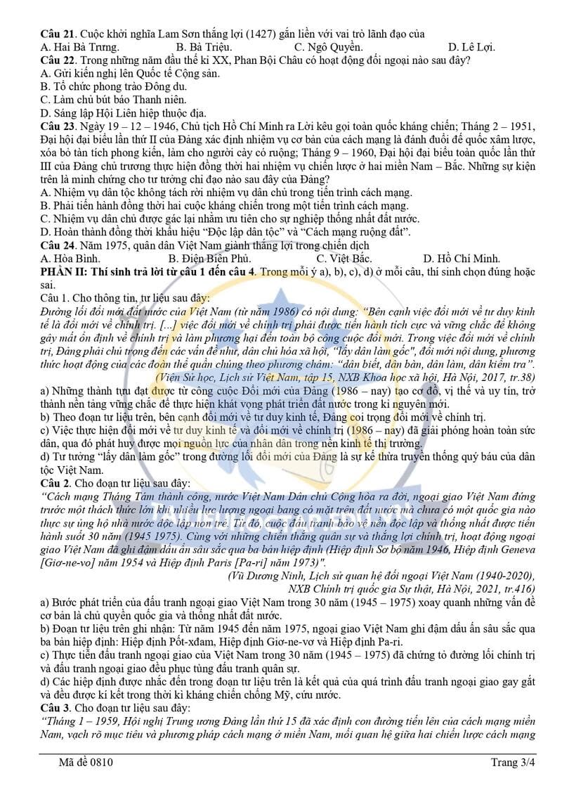 Đề thi lịch sử thpt quốc gia 2025 mã 0810 2
