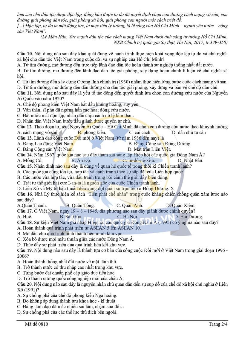 Đề thi lịch sử thpt quốc gia 2025 mã 0810 3