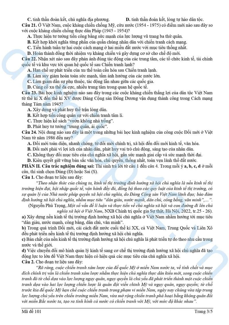 Đề thi thử lịch sử THPT quốc gia 2025 Ninh Bình lần 2 3