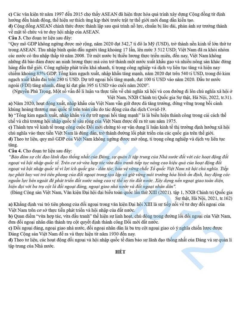 Đề thi thử lịch sử THPT quốc gia 2025 Nghệ An lần 2 4