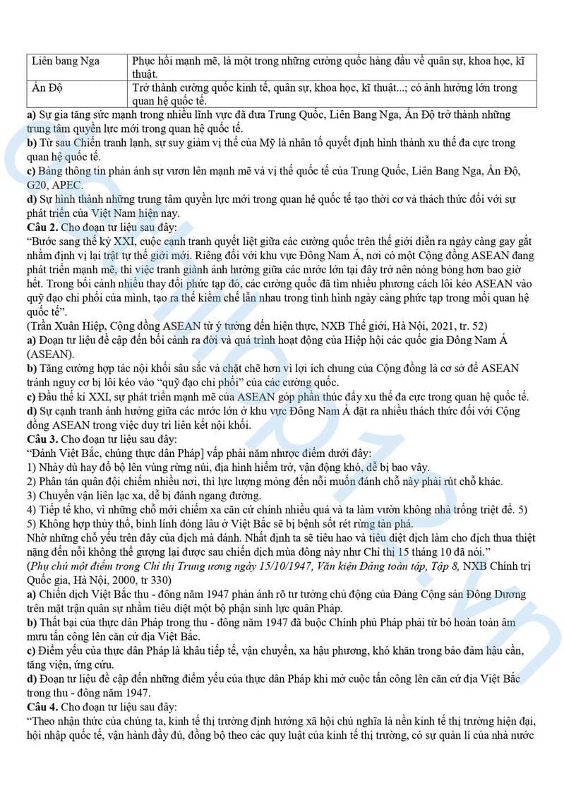 Đề thi thử lịch sử THPT quốc gia 2025 Thanh Hoá lần 2 4