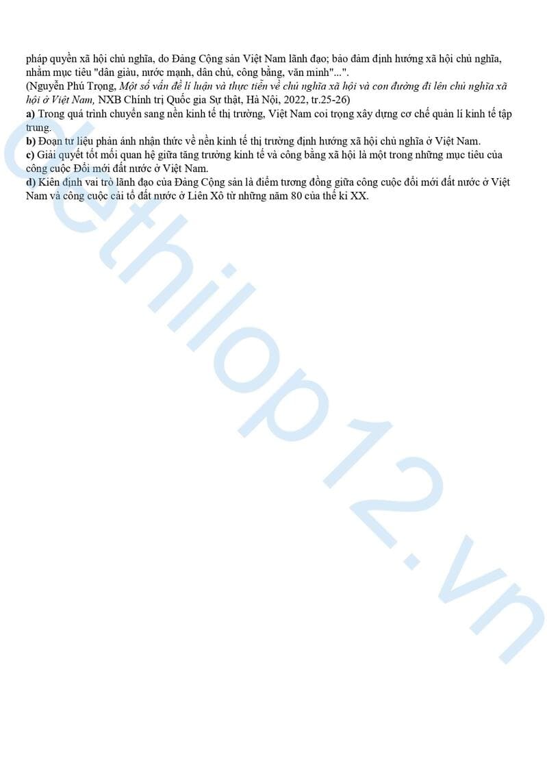 Đề thi thử lịch sử THPT quốc gia 2025 Thanh Hoá lần 2 5