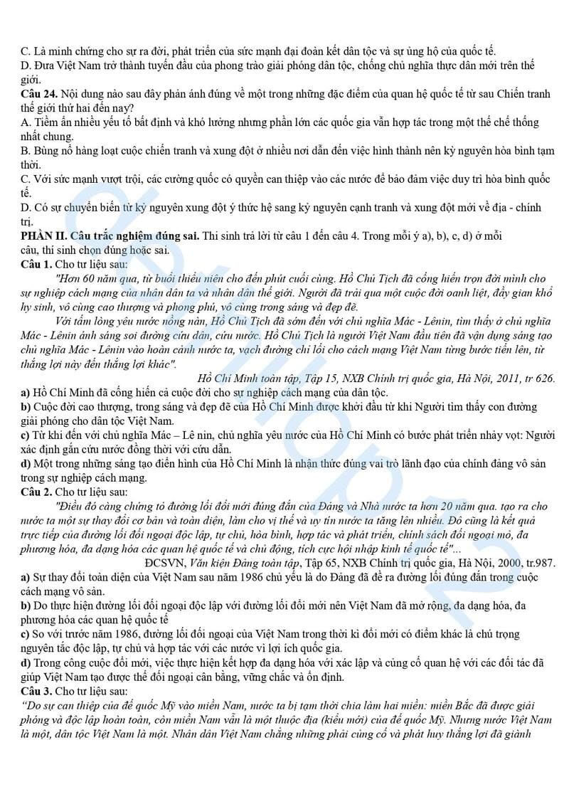 Đề thi thử lịch sử THPT quốc gia 2025 Nam Định lần 1 3