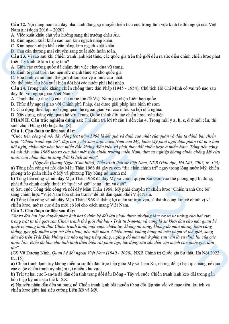 Đề thi thử lịch sử THPT quốc gia 2025 Ninh Bình lần 3 3
