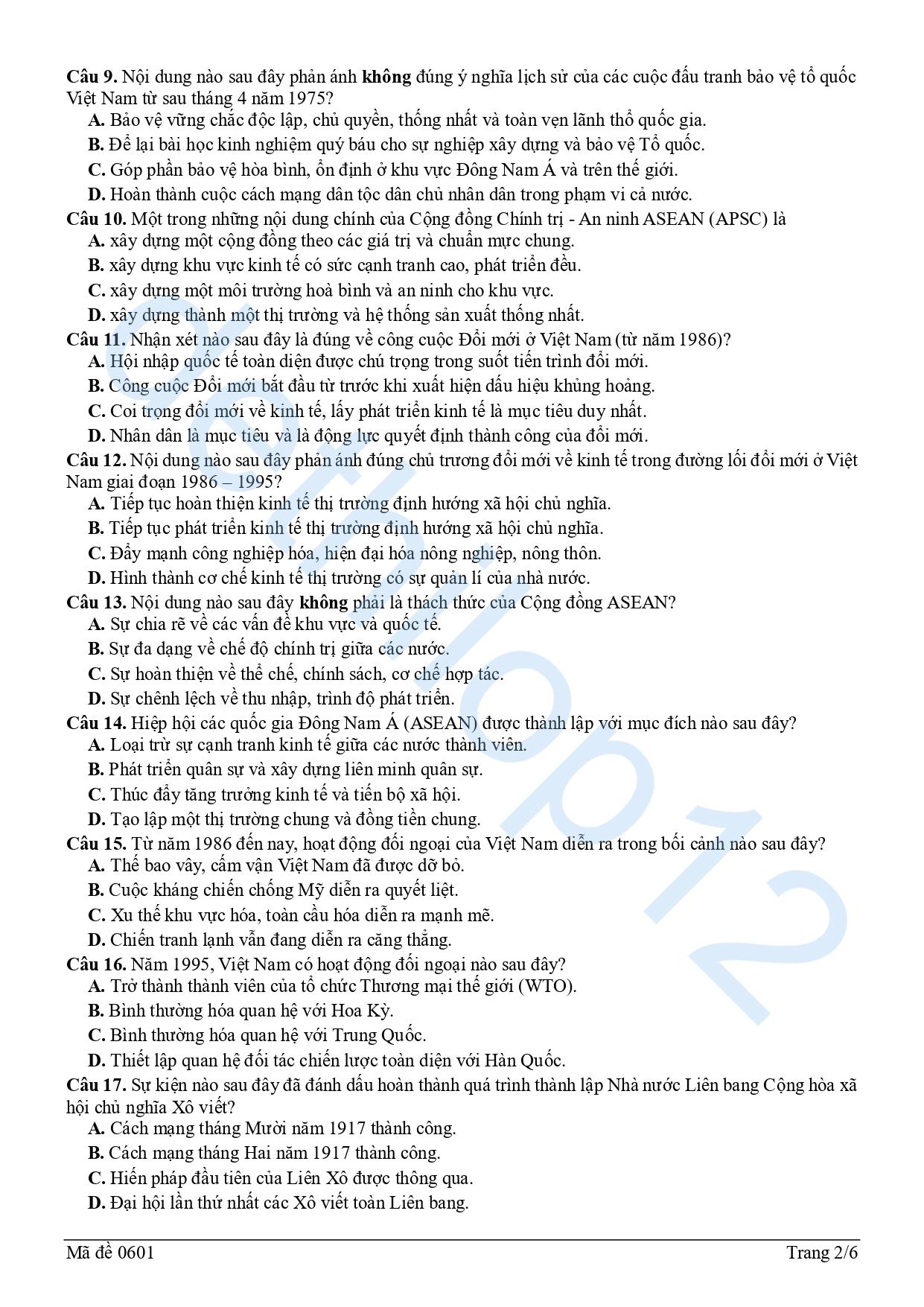 Đề thi thử lịch sử THPT quốc gia 2025 Hải Phòng lần 1 2