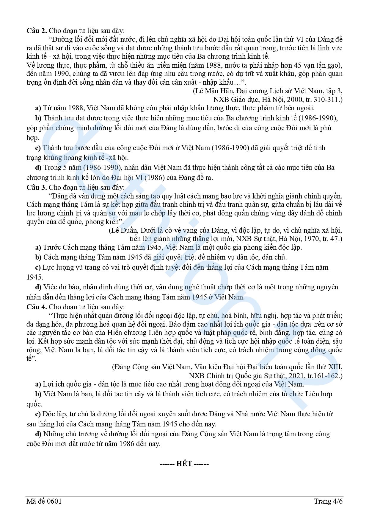 Đề thi thử lịch sử THPT quốc gia 2025 Hải Phòng lần 1 4
