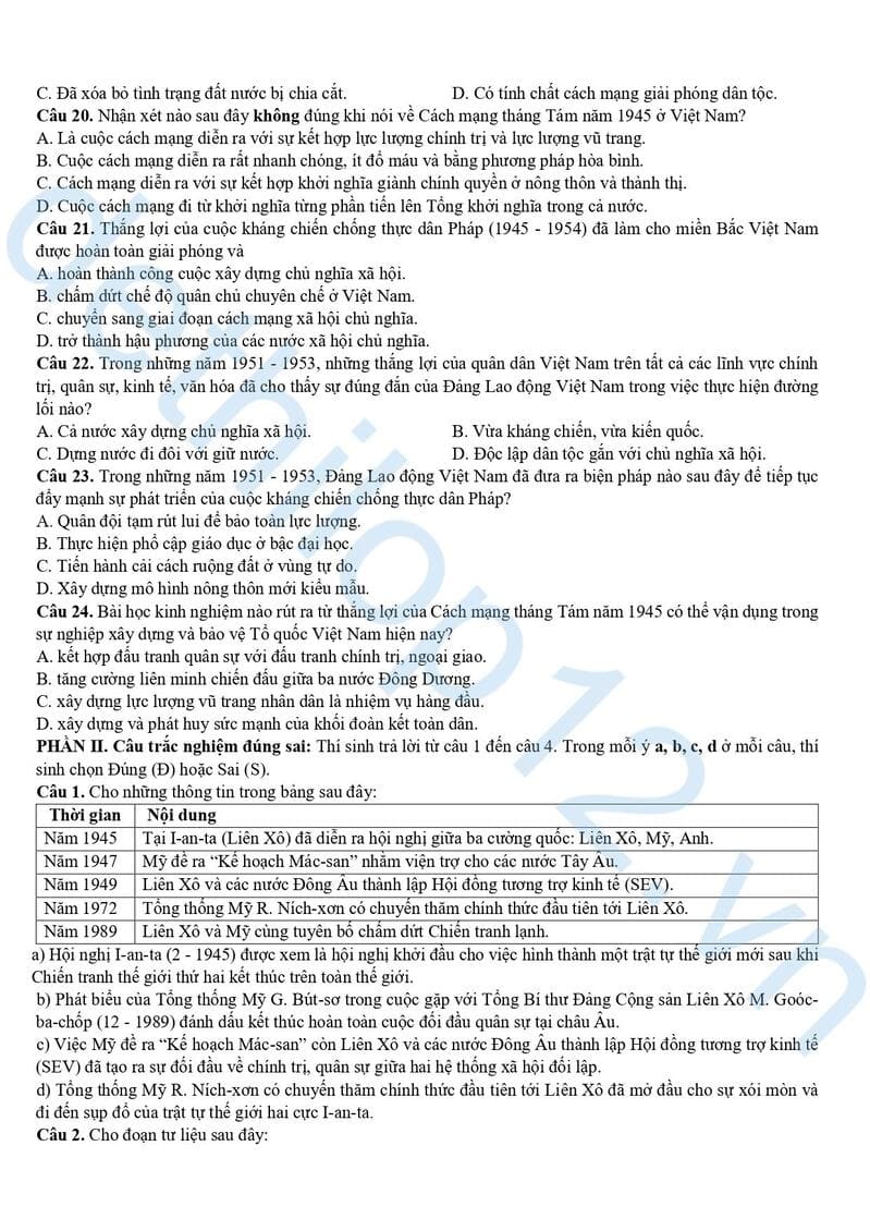Đề thi thử lịch sử THPT quốc gia 2025 Ninh Bình lần 1 3