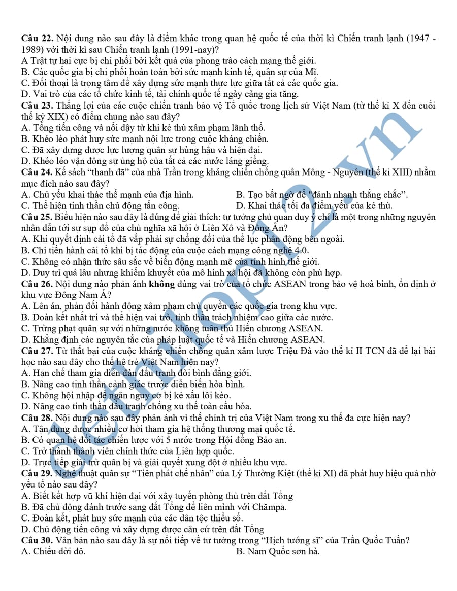 Đề thi học sinh giỏi lịch sử lớp 12 TP Hải Phòng 2025 2026 4