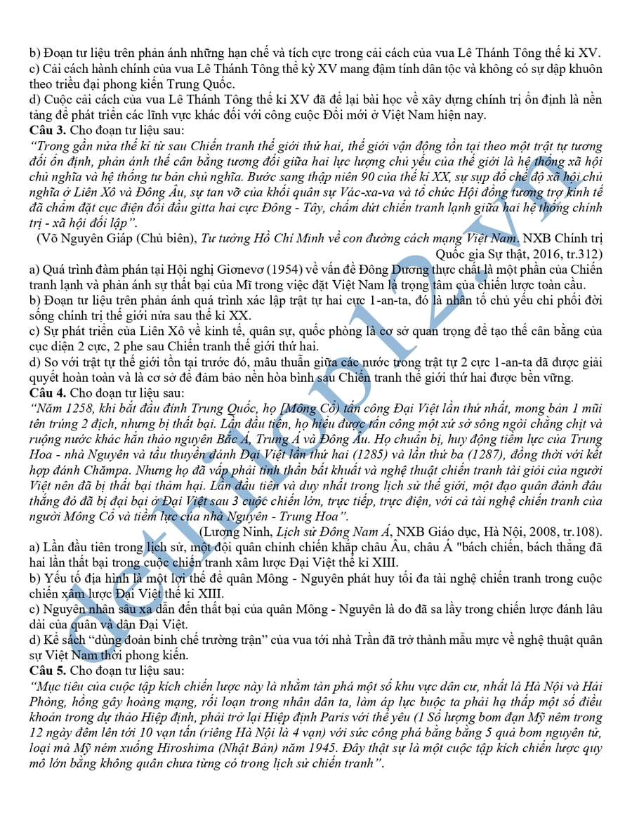 Đề thi học sinh giỏi lịch sử lớp 12 TP Hải Phòng 2025 2026 7