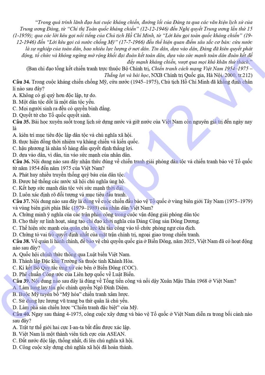 Đề thi hsg lớp 12 môn lịch sử Bắc Ninh 2026 6