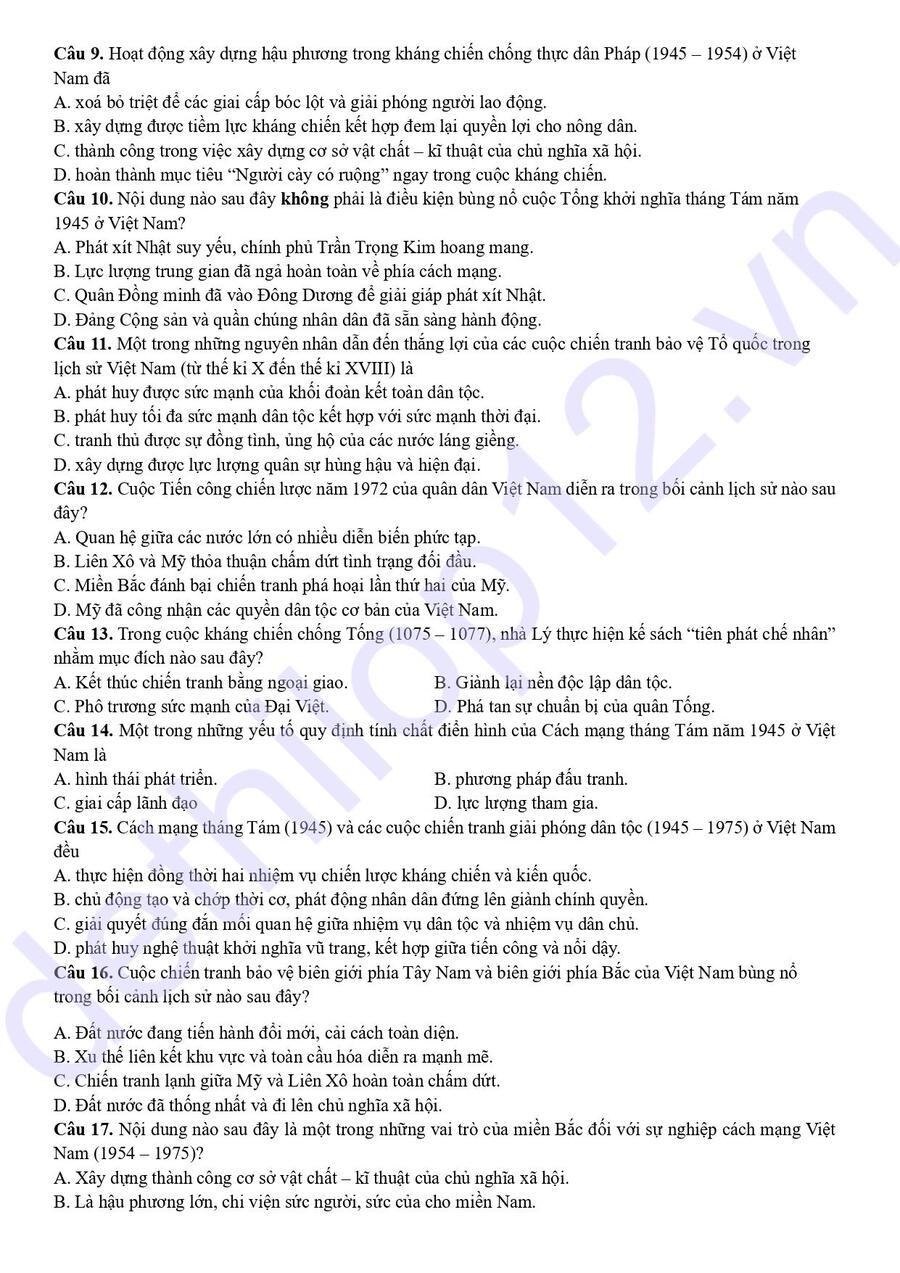 Đề thi kscl lớp 12 lần 1 môn sử chuyên Hạ Long 2026 2