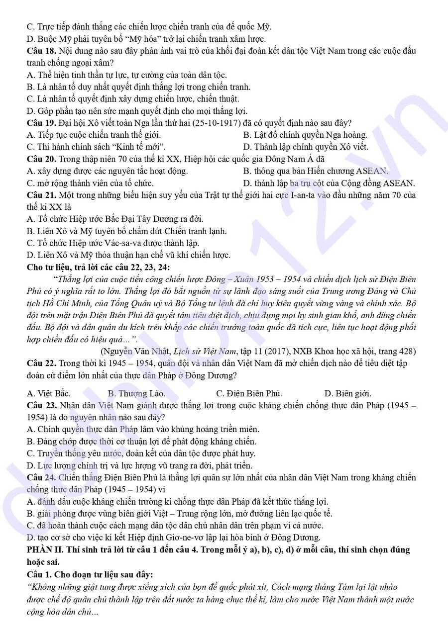 Đề thi kscl lớp 12 lần 1 môn sử chuyên Hạ Long 2026 3
