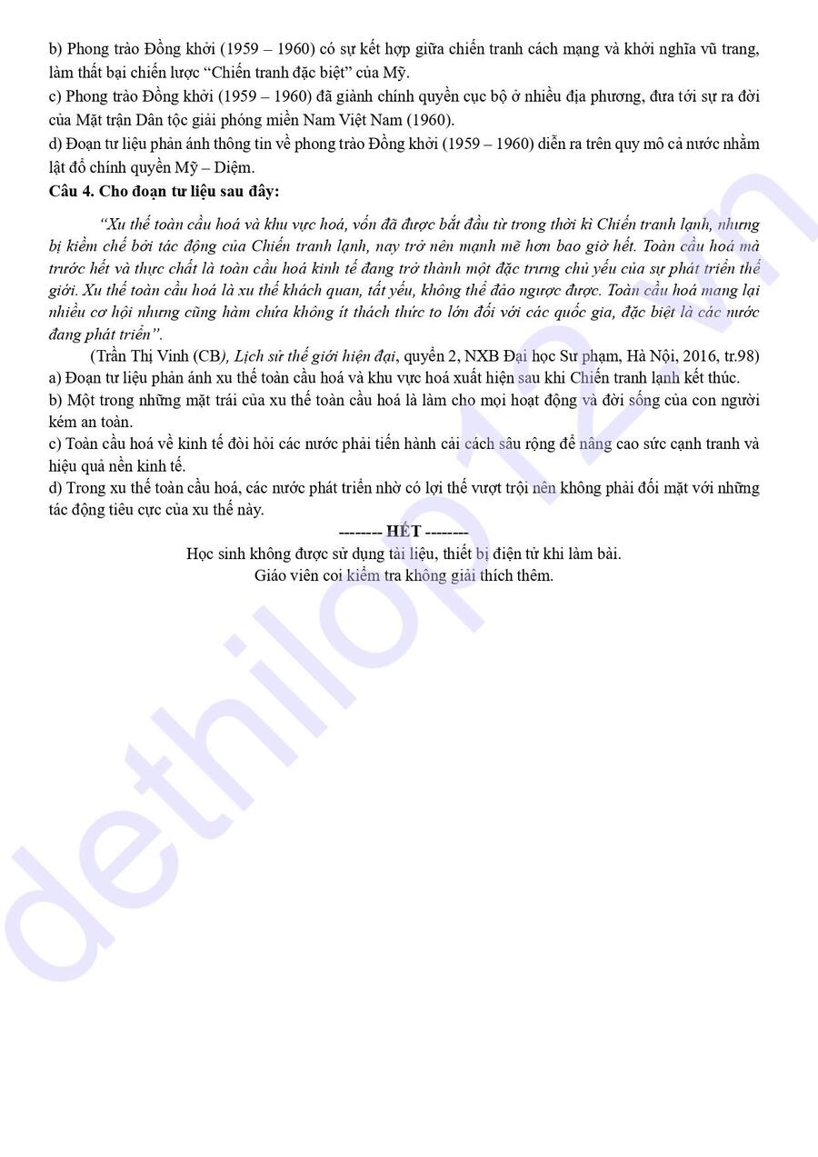 Đề thi kscl lớp 12 lần 1 môn sử chuyên Hạ Long 2026 5