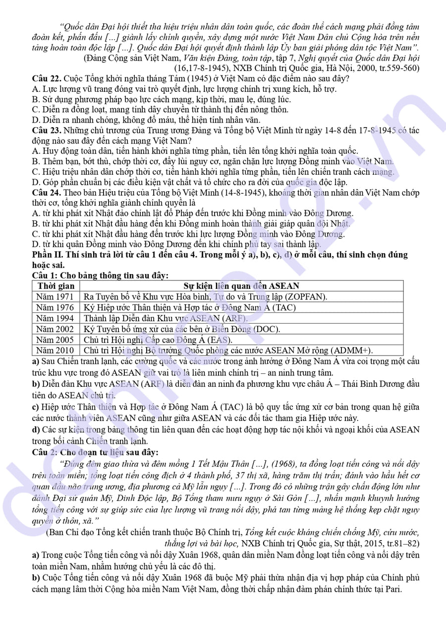 Đề thi thử tốt nghiệp môn sử cụm THPT Nghệ An 2026 3