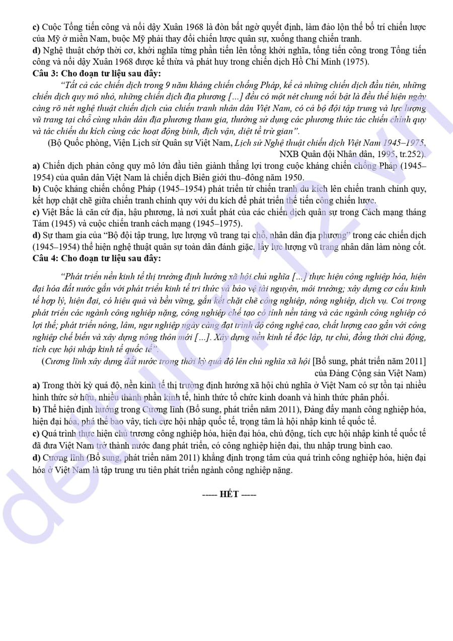 Đề thi thử tốt nghiệp môn sử cụm THPT Nghệ An 2026 4