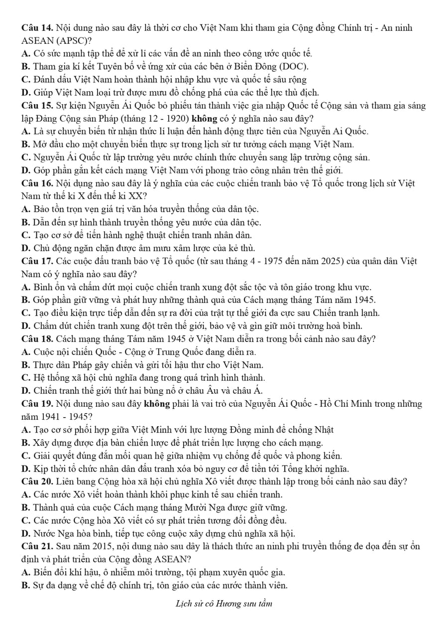 Đề thi hsg lịch sử lớp 12 tỉnh Ninh Bình 2026 3