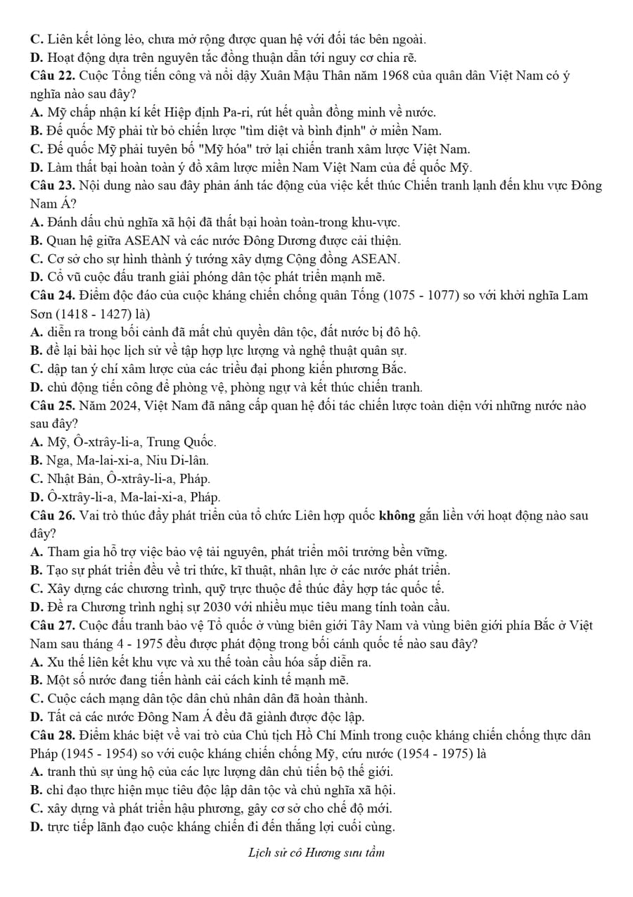 Đề thi hsg lịch sử lớp 12 tỉnh Ninh Bình 2026 4