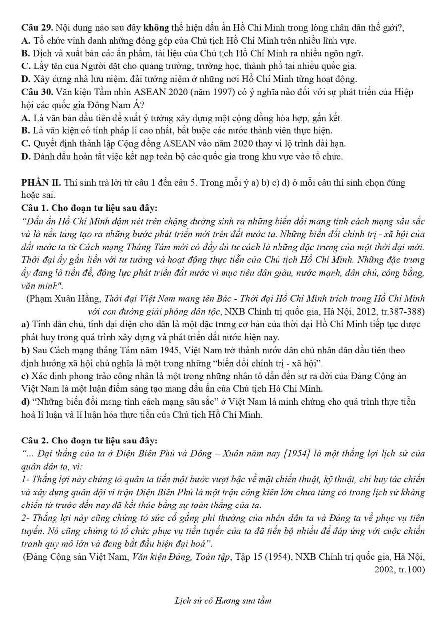 Đề thi hsg lịch sử lớp 12 tỉnh Ninh Bình 2026 5