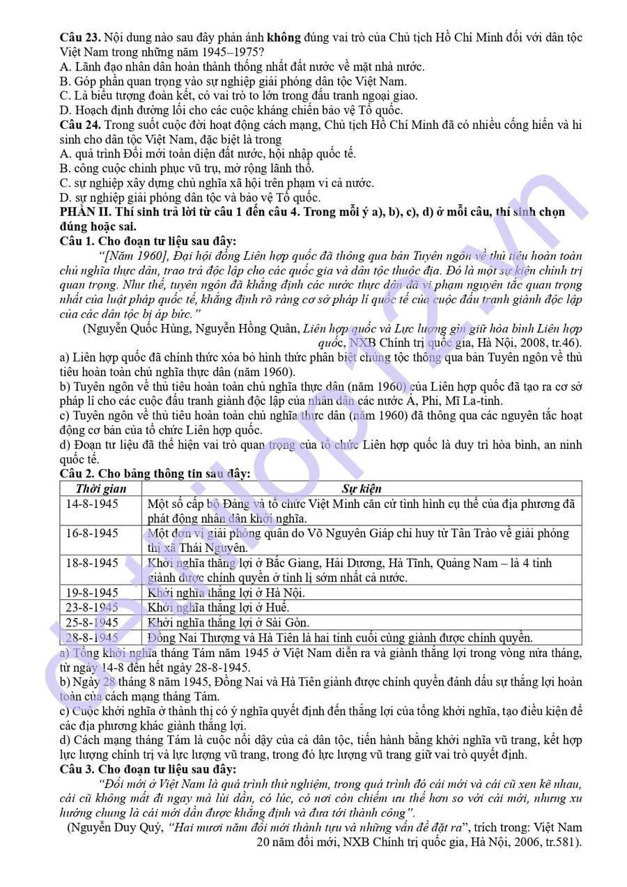 Đề thi thử tốt nghiệp môn lịch sử Hà Tĩnh 2026  3