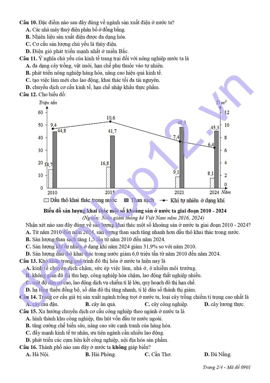 Đề thi kscl môn địa lí lớp 12 tỉnh Ninh Bình 2026 lần 1 2