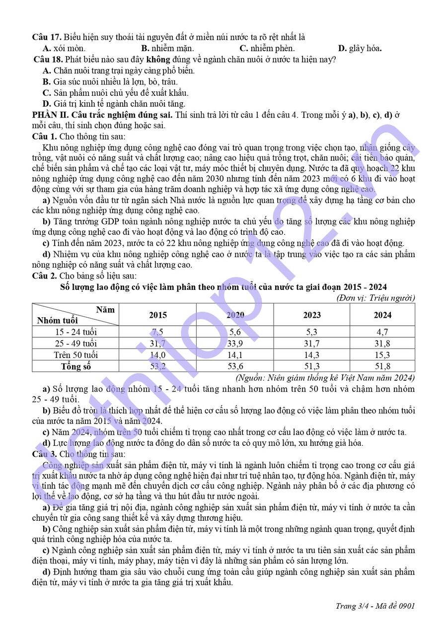 Đề thi kscl môn địa lí lớp 12 tỉnh Ninh Bình 2026 lần 1 3