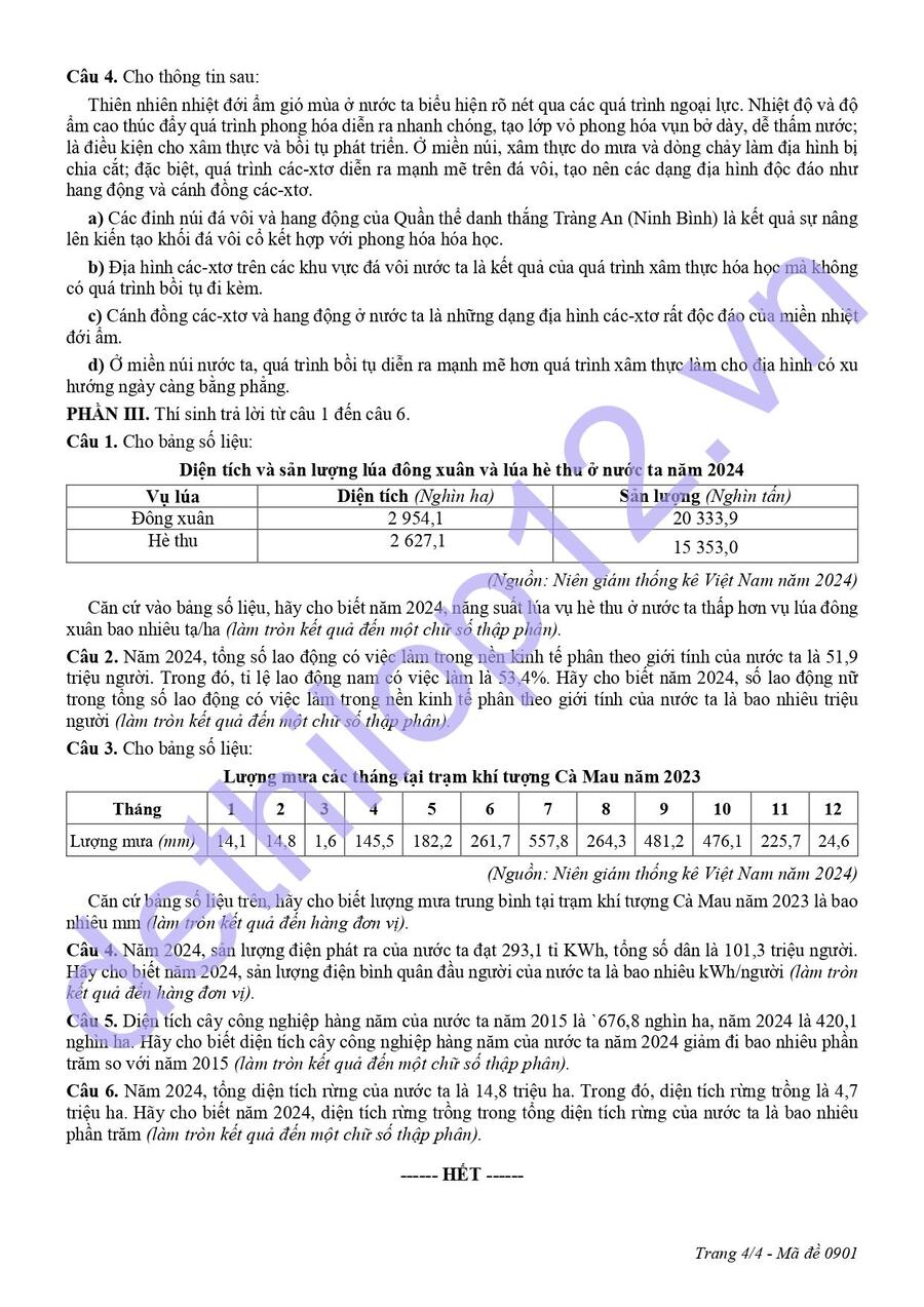 Đề thi kscl môn địa lí lớp 12 tỉnh Ninh Bình 2026 lần 1 4