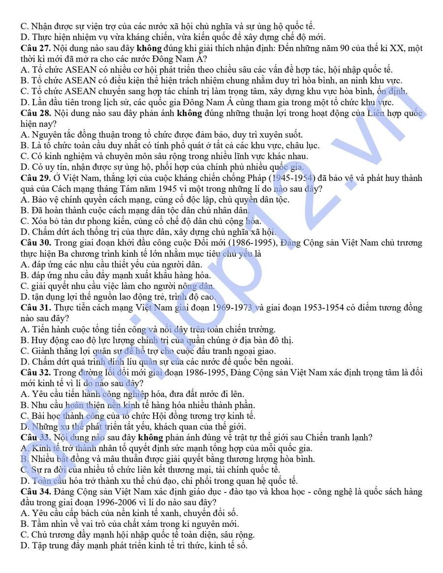 Đề thi học sinh giỏi lớp 12 tỉnh Phú Thọ 2026 có đáp án 4