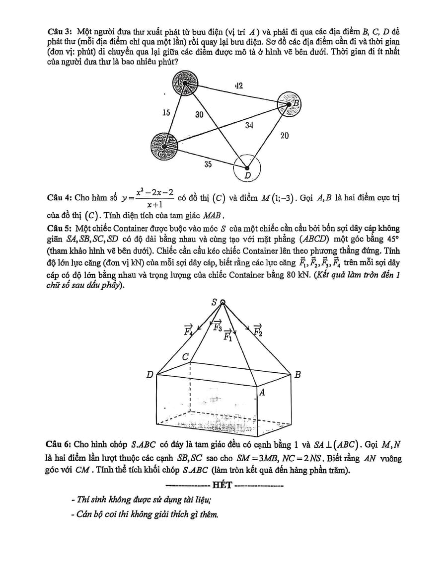 Đề thi học kì 1 môn toán lớp 12 Hưng Yên 2026 4