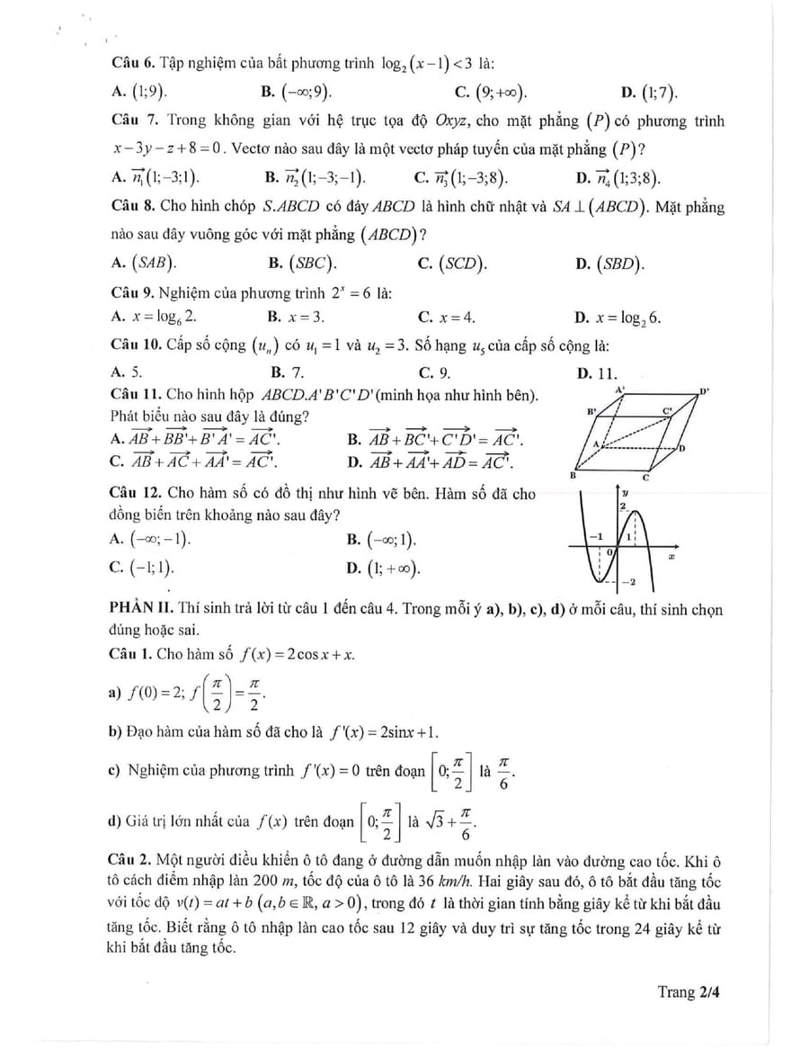 Đề minh hoạ môn toán thpt quốc gia 2025 có đáp án 2