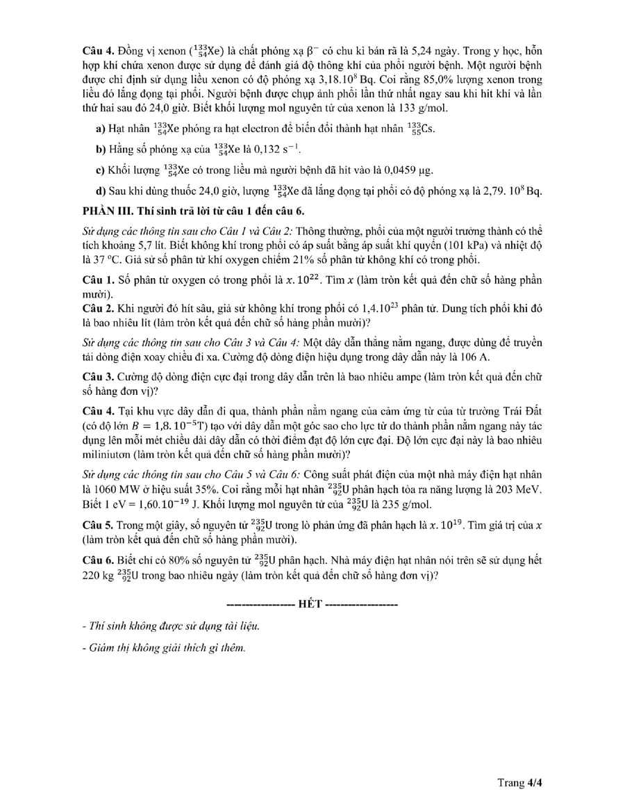 Đề minh hoạ môn vật lí thpt quốc gia 2025 4