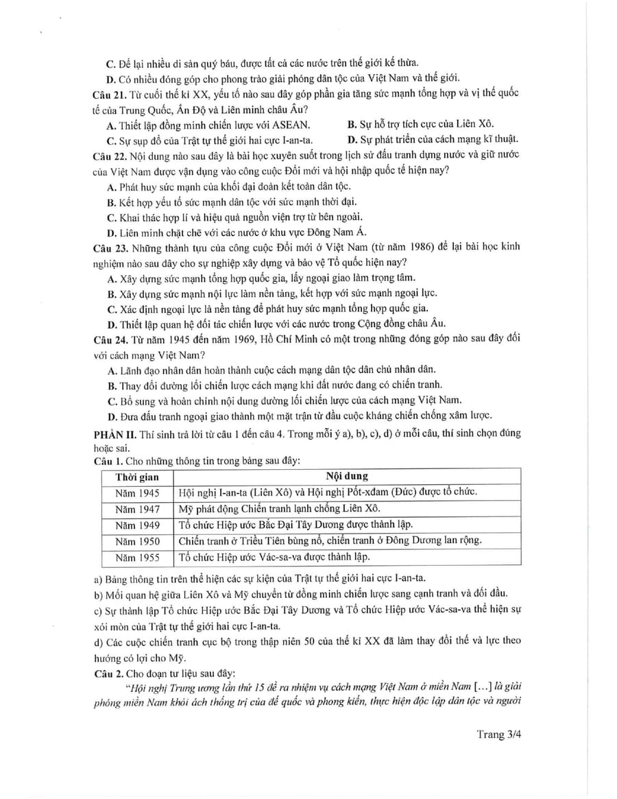Đề minh hoạ môn lịch sử thpt quốc gia 2025 3