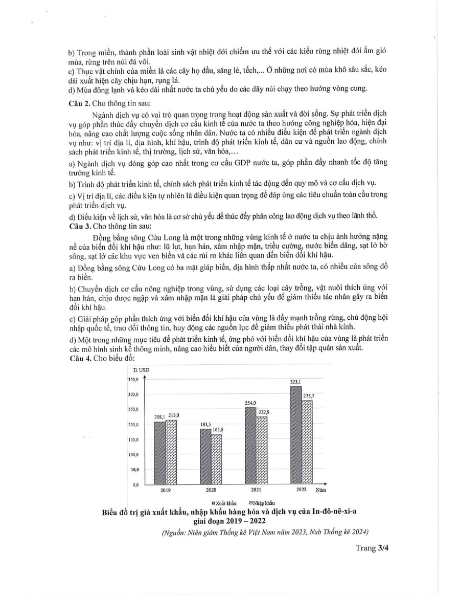 Đề minh hoạ môn địa lí thpt quốc gia 2025 3