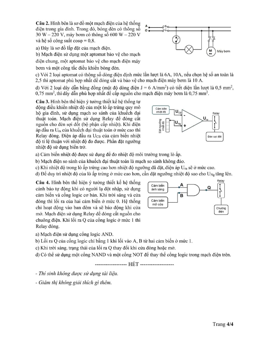 Đề minh hoạ môn công nghệ công nghiệp thpt quốc gia 2025 4