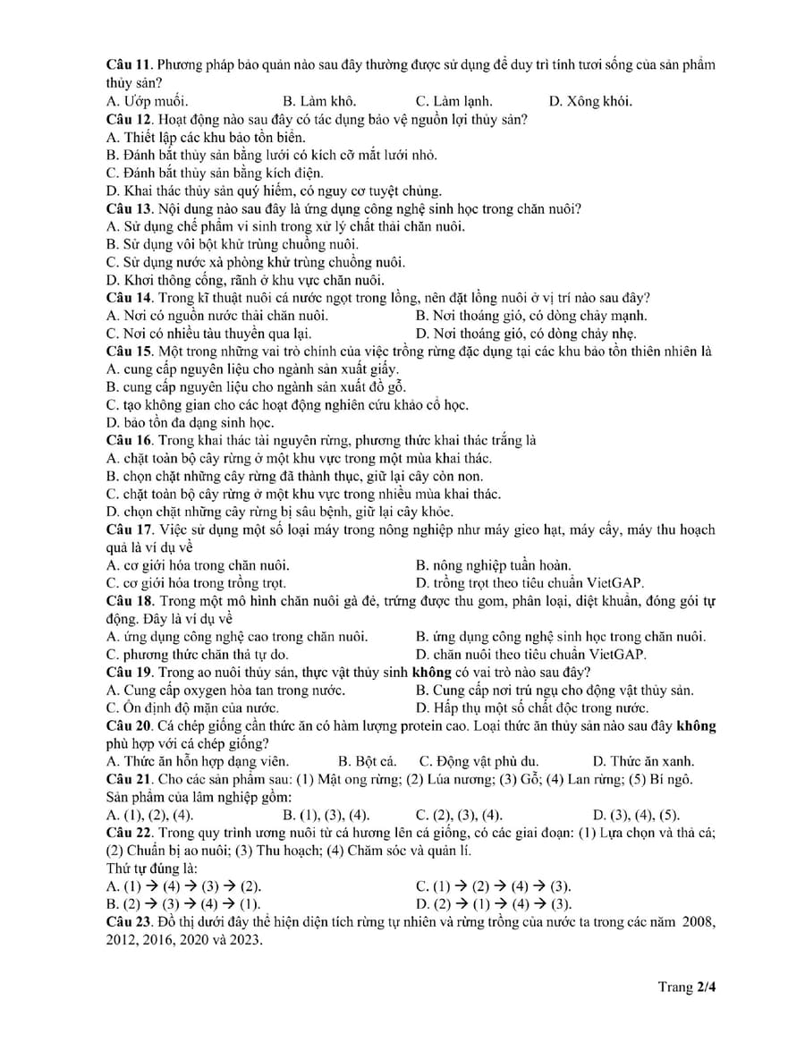 Đề minh hoạ môn công nghệ nông nghiệp thpt quốc gia 2025 2