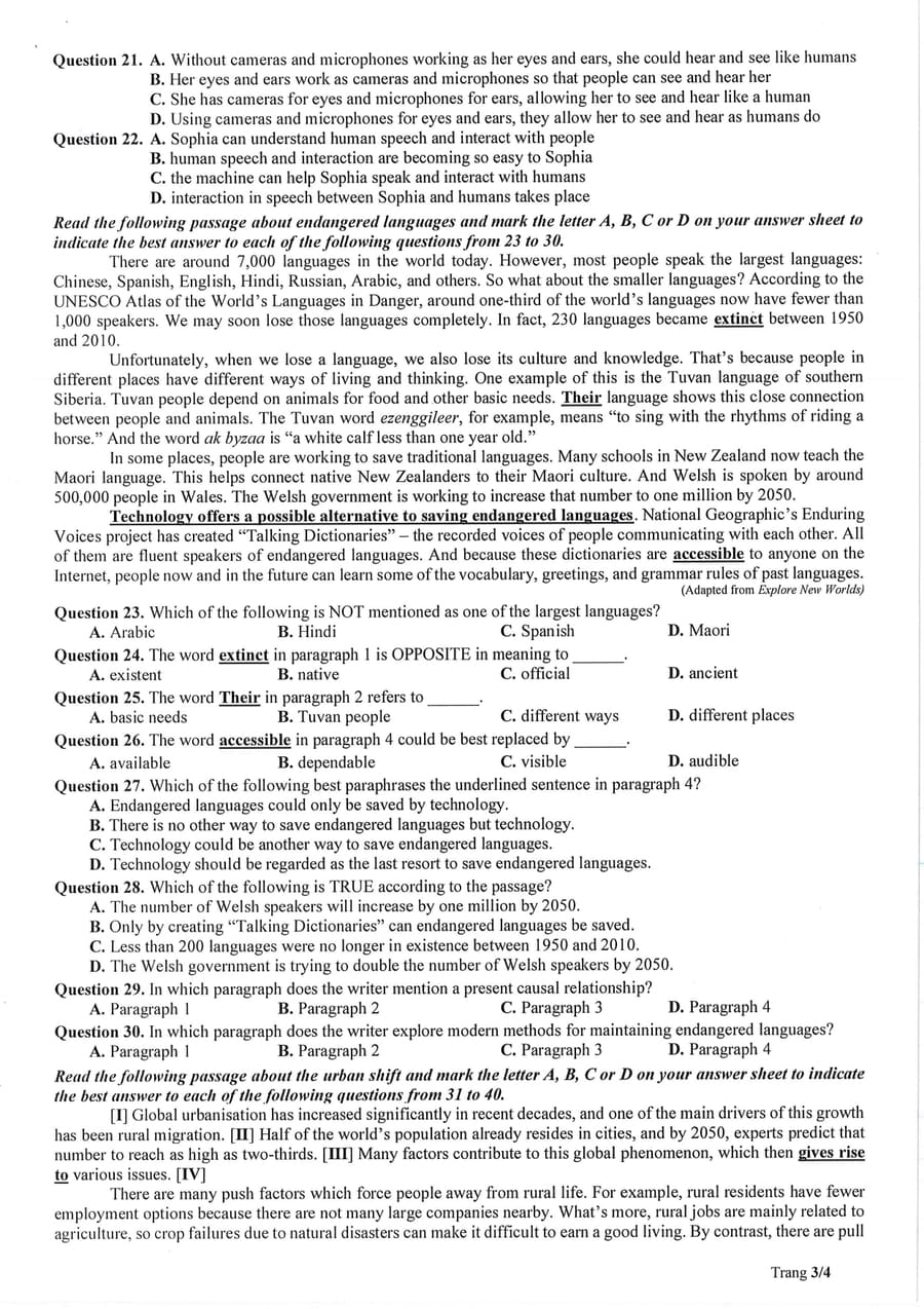 Đề minh hoạ môn tiếng anh thpt quốc gia 2025 3
