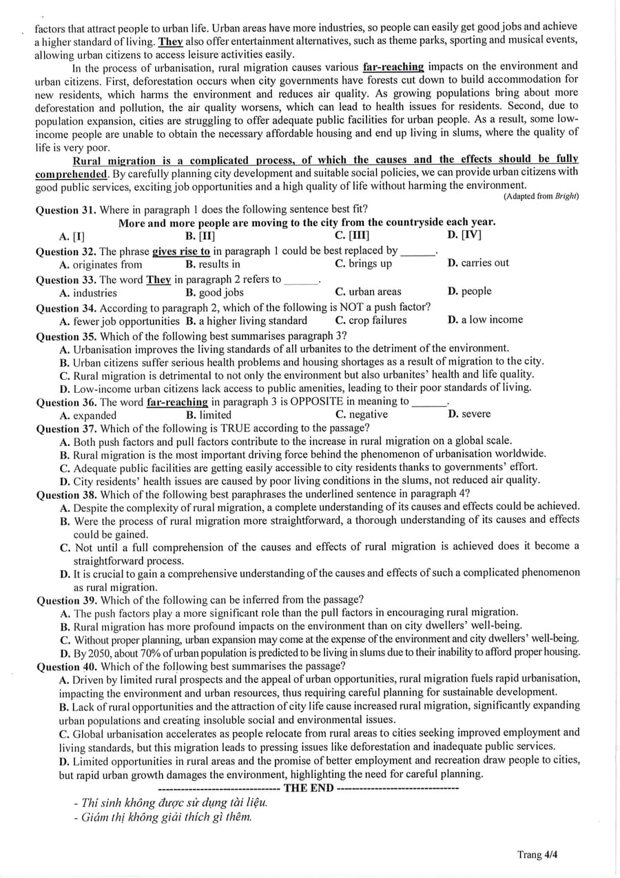 Đề minh hoạ môn tiếng anh thpt quốc gia 2025 4