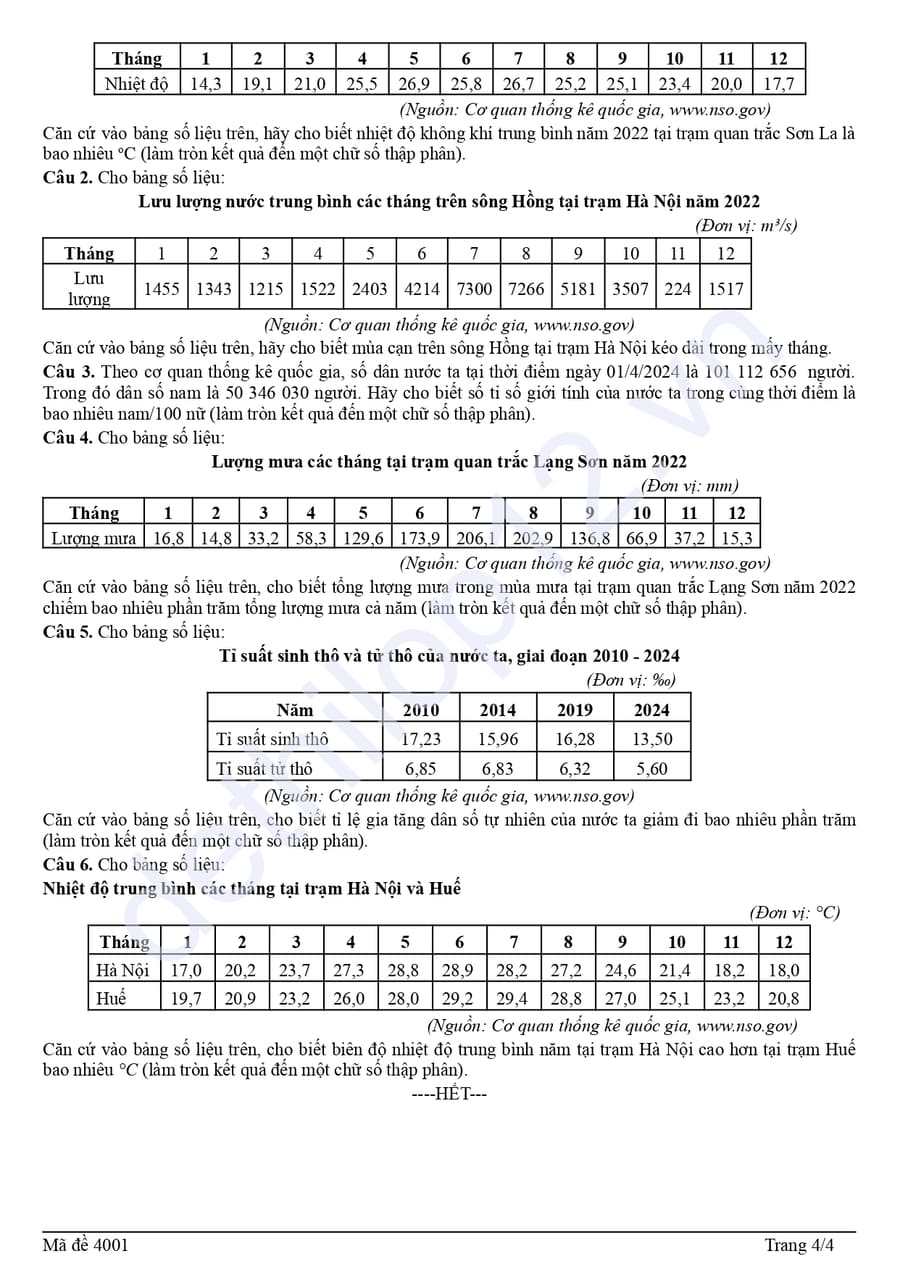 Đề thi thử tốt nghiệp môn địa thpt chuyên Nguyễn Tất Thành 2026 lần 1 4