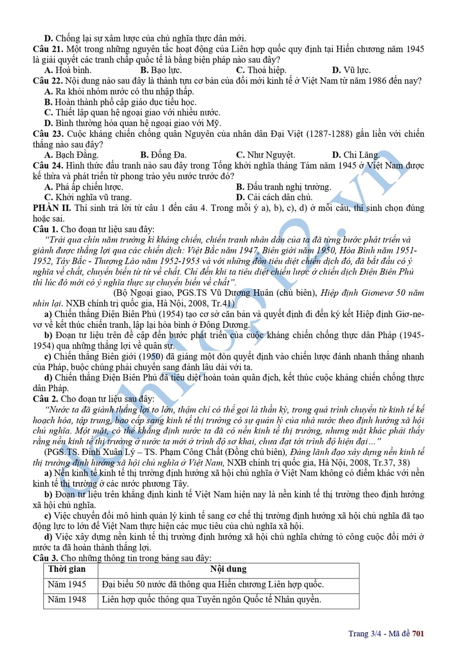 Đề thi khảo sát chất lượng môn sử Vĩnh Phúc 2025 lần 2 3