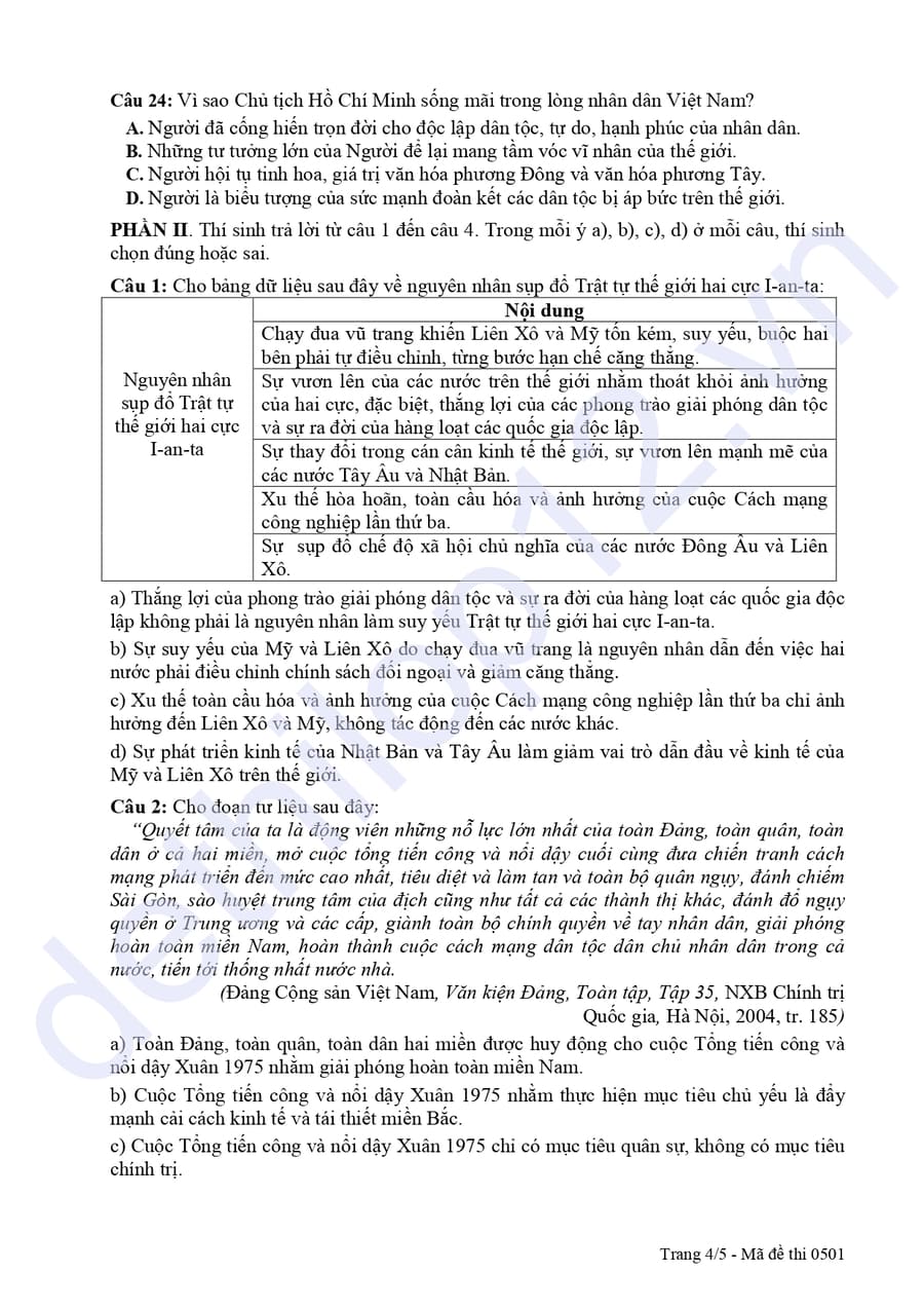 Đề thi thử tốt nghiệp môn lịch sử Bình Phước 2025 lần 2 4