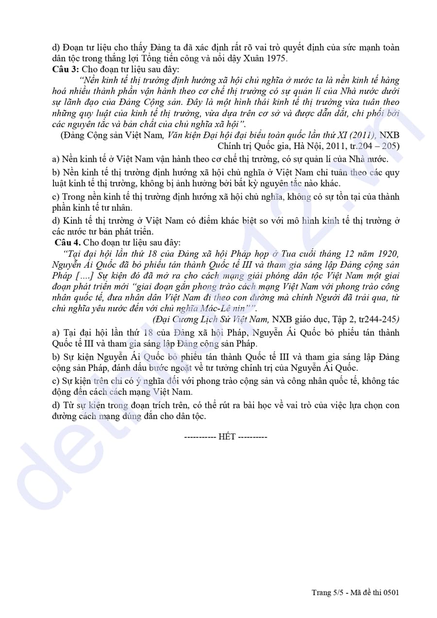 Đề thi thử tốt nghiệp môn lịch sử Bình Phước 2025 lần 2 5