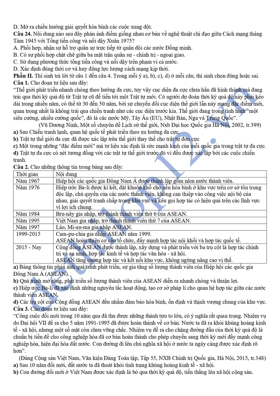 Đề thi thử lịch sử thpt quốc gia 2025 Hà Nội 3