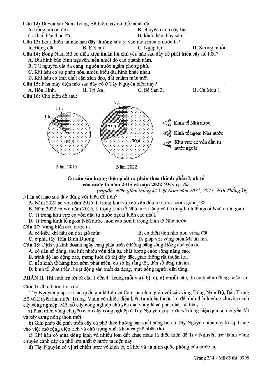 Đề thi địa lí thpt quốc gia 2025 Chính Thức 2