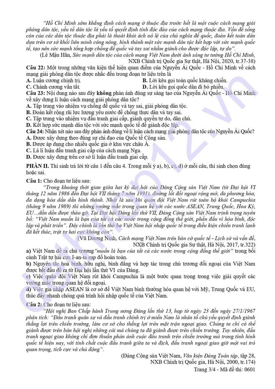 Đề thi thử tốt nghiệp môn sử Hà Tĩnh 2025 lần 2 3