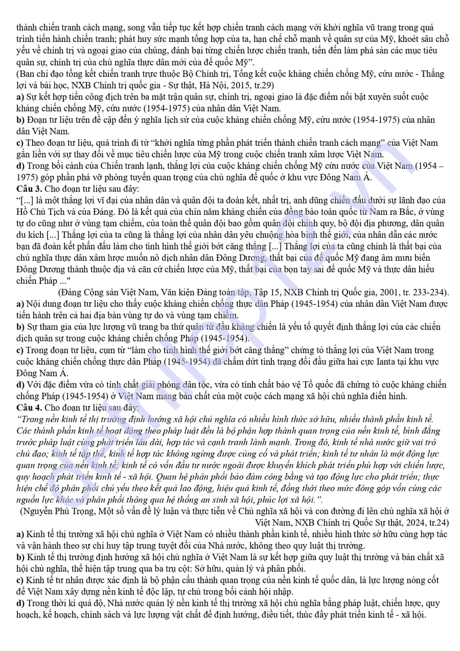 Đề thi thử tốt nghiệp lần 1 môn sử liên trường Nghệ An 2026 4