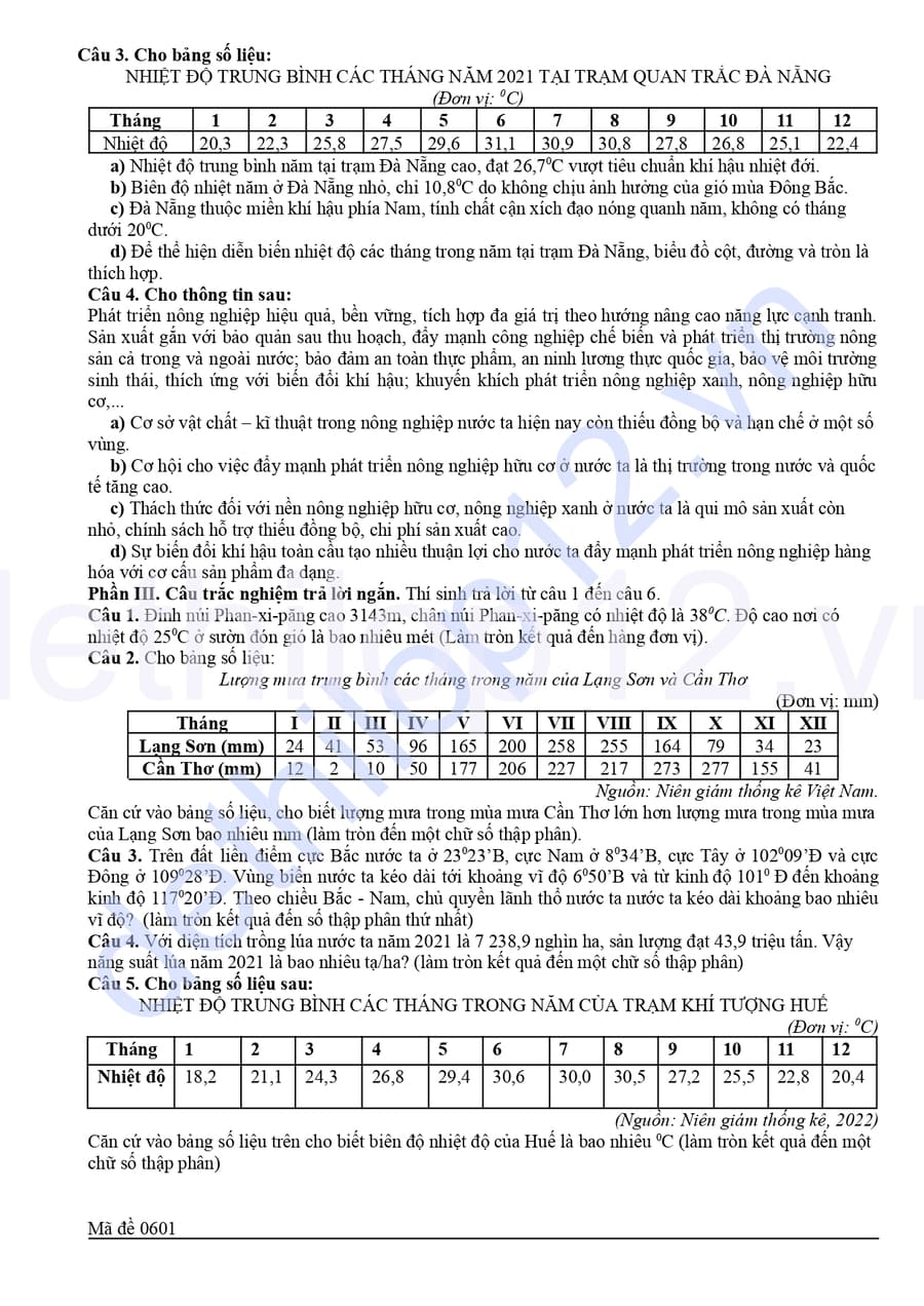 Đề thi thử tốt nghiệp môn địa lí thpt Hàn Thuyên 2026 3
