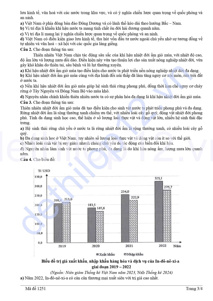 Đề khảo sát đầu năm môn địa thpt May 2026 3