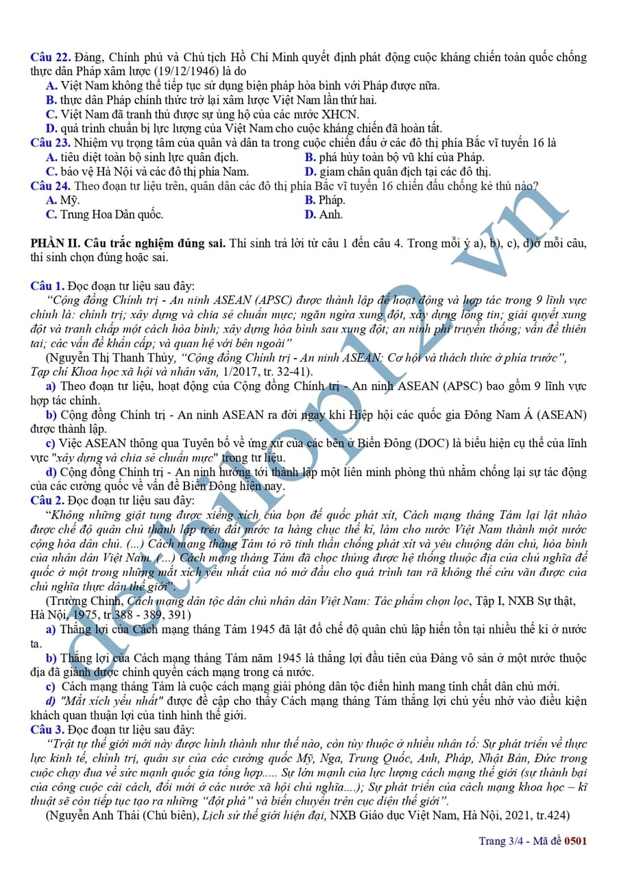 Đề thi thử tốt nghiệp môn sử Liên trường THPT Hà Nội 2026 3