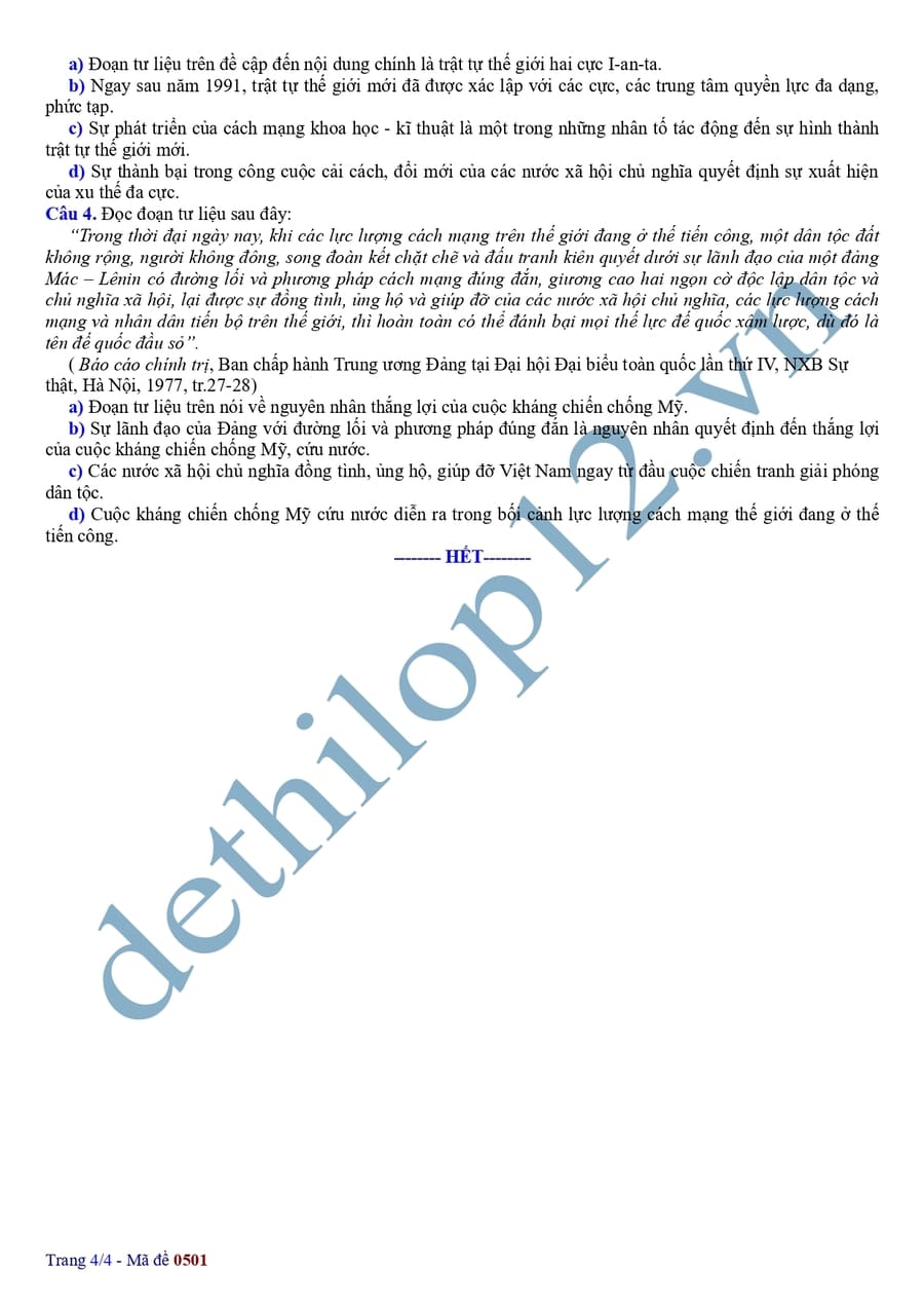 Đề thi thử tốt nghiệp môn sử Liên trường THPT Hà Nội 2026 4